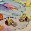 Morganite and Garnet Stud Earrings in 18k - Image 2